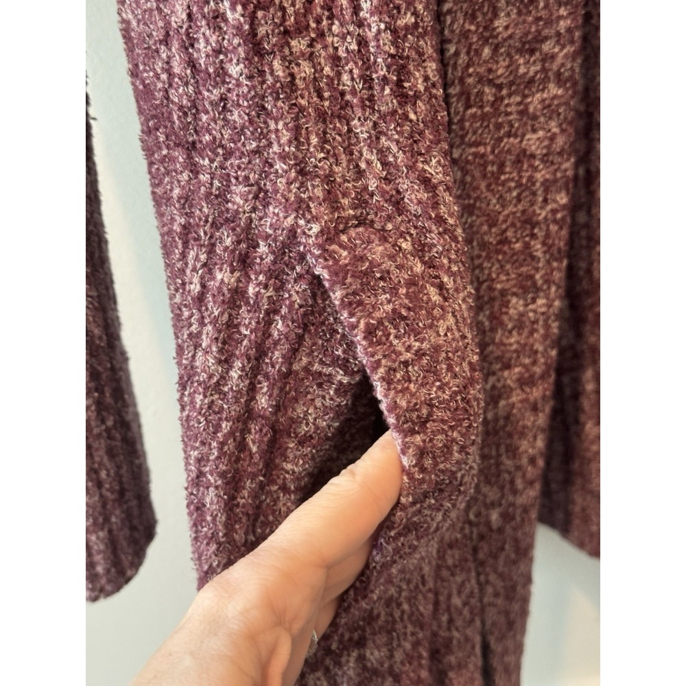 Barefoot Dreams CozyChic Lite Montecito Cardigan Burgundy Open Front S - Picture 4 of 6